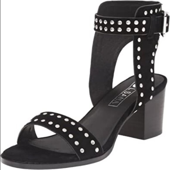 NIB Sol Sana Studded Black Suede Heeled Sandals - Picture 10 of 10